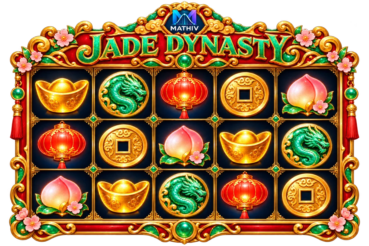 Mathiv: Jade Dynasty five-reel, three-row concept with matching themed symbols