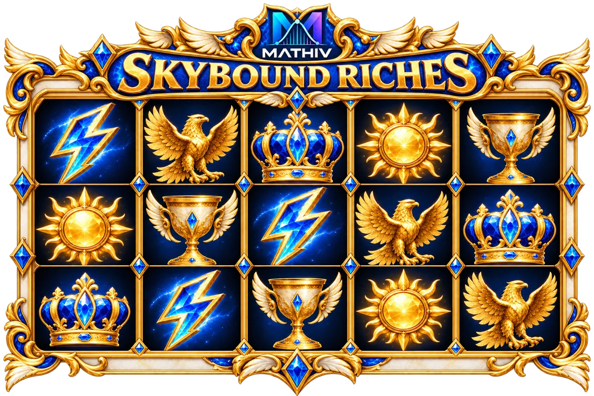 Mathiv: Skybound Riches five-reel, three-row concept with matching themed symbols