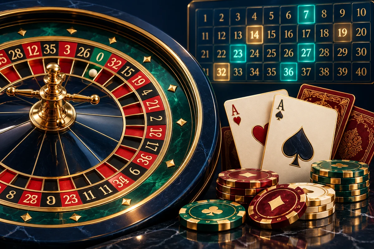 Original roulette, cards and number-game concept